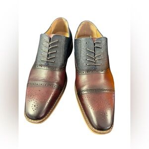 Brown and Black Oxford Dress Shoes with Cap-Toe Design